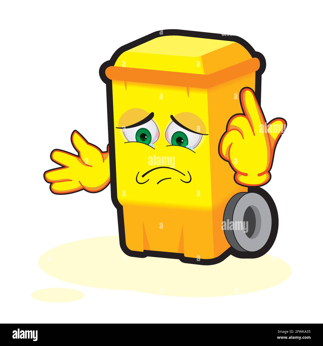 Trash Can Cartoon Character. Mascot Illustration Trash Can. Reuse