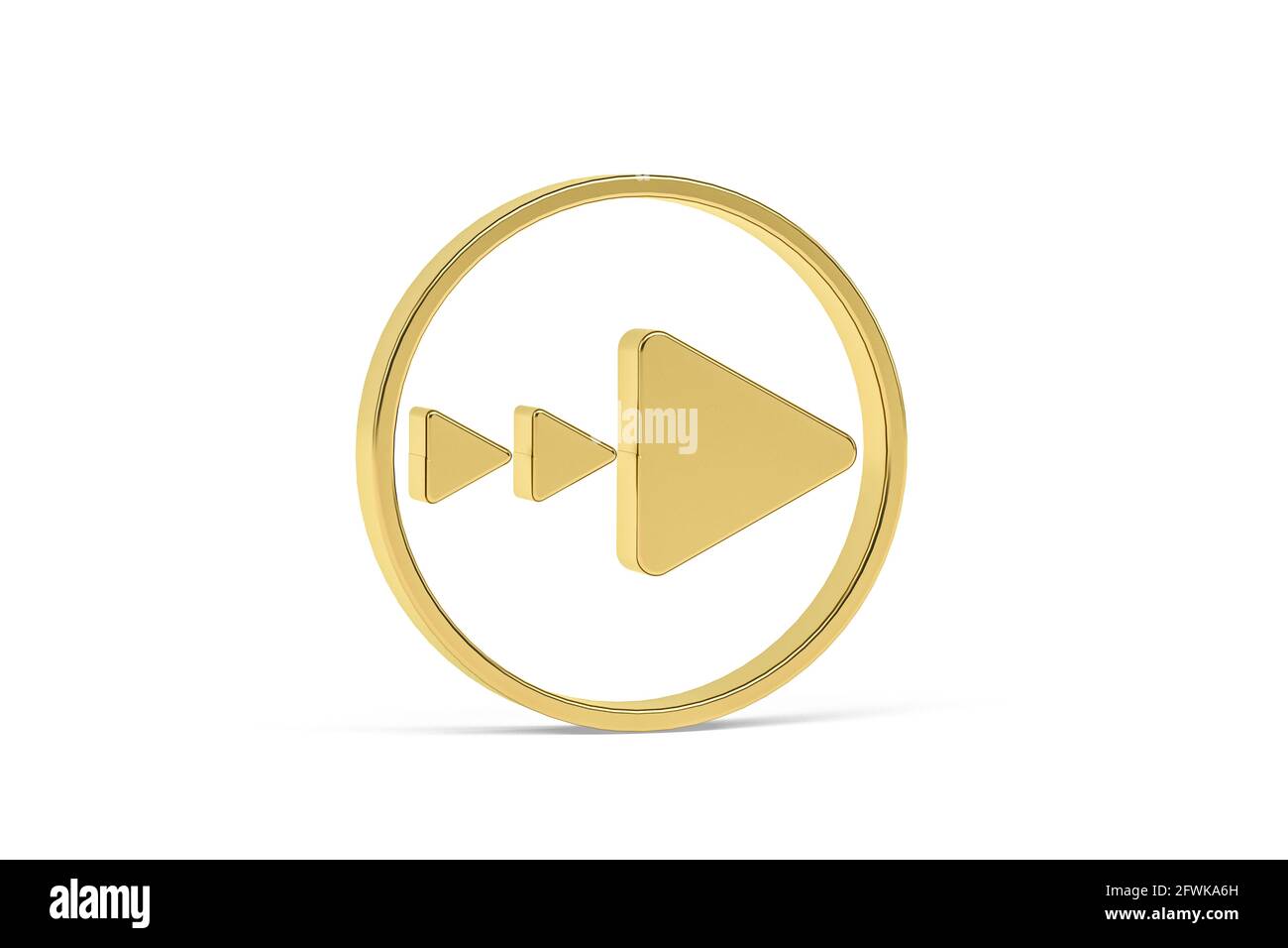 Golden 3d arrow icon isolated on white background - 3D render Stock ...