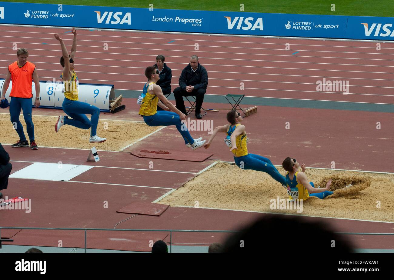 time lapse of a blind long jumper Stock Photo