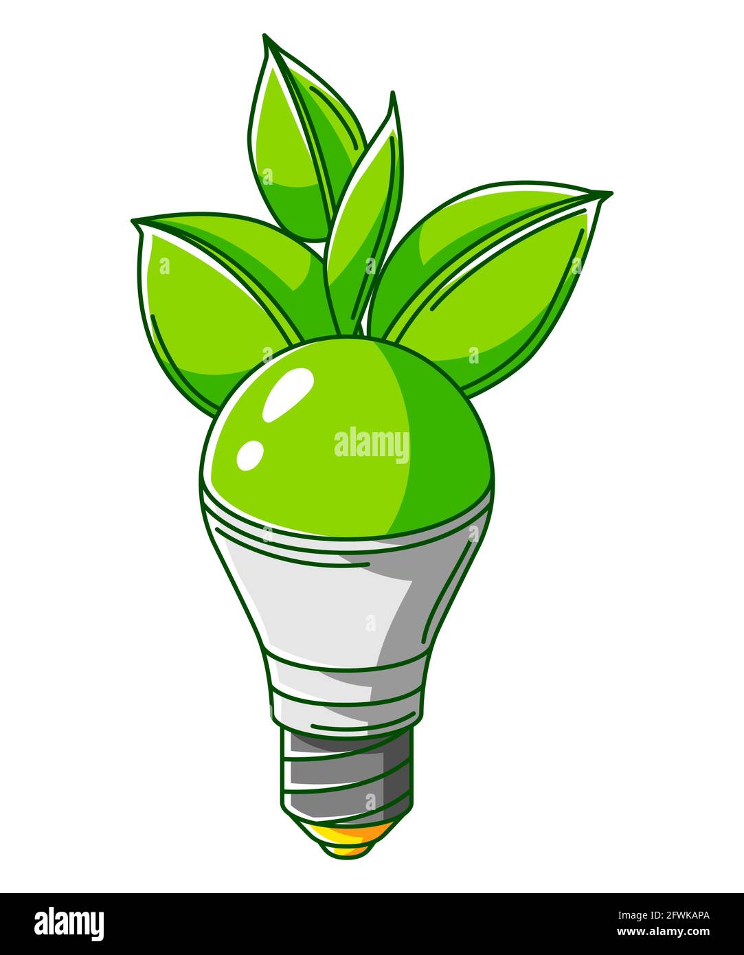 Illustration of energy saving light bulb with leaves. Ecology icon and ...