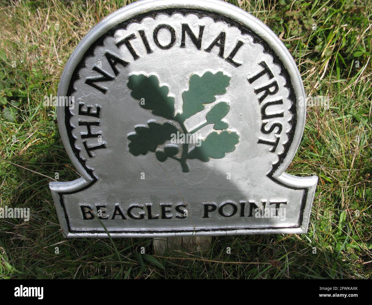 Beagles point sign. South west coast path. Lizard peninsula. Cornwall