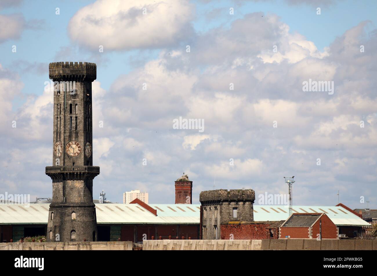 Victoria Tower at Salisbury Dock on the River Mersey in Liverpool Stock Photo