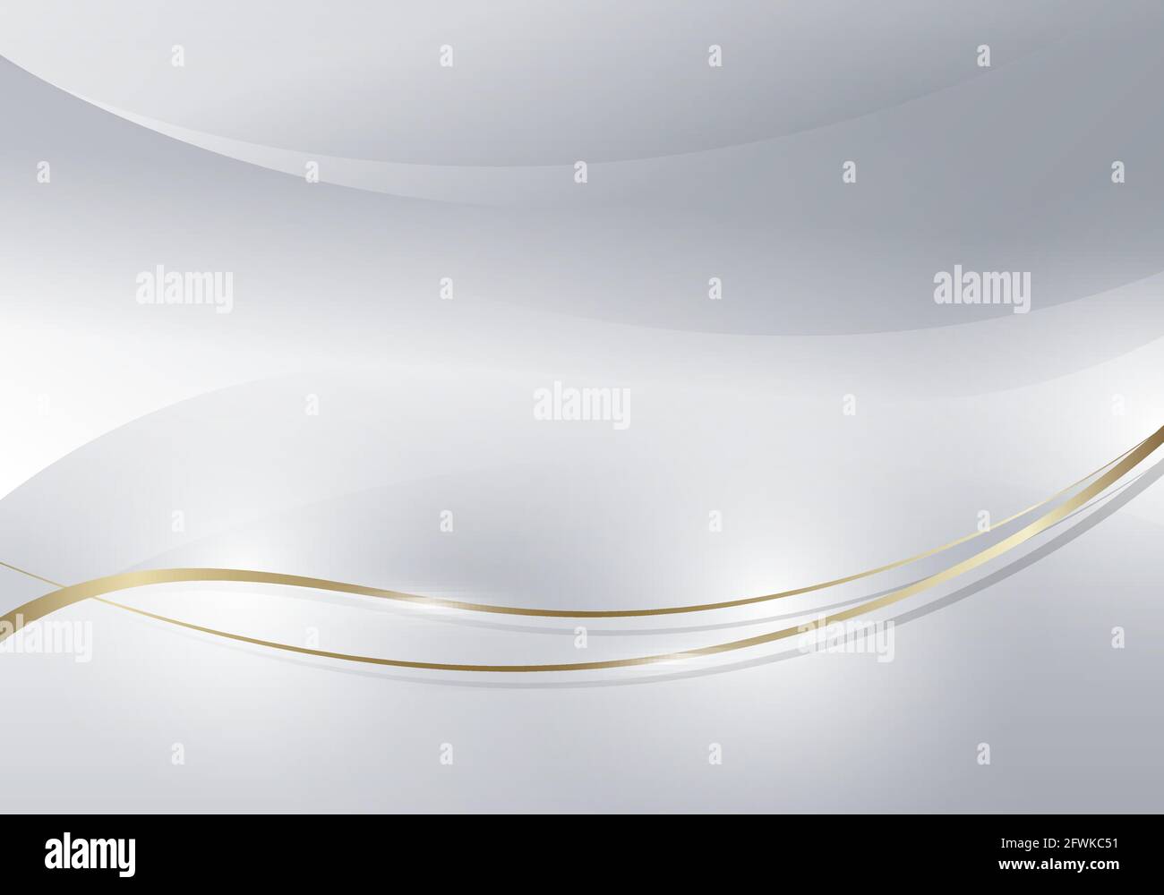 Abstract golden glowing wave lines on white and gray curved clean background luxury style. Vector illustration Stock Vector