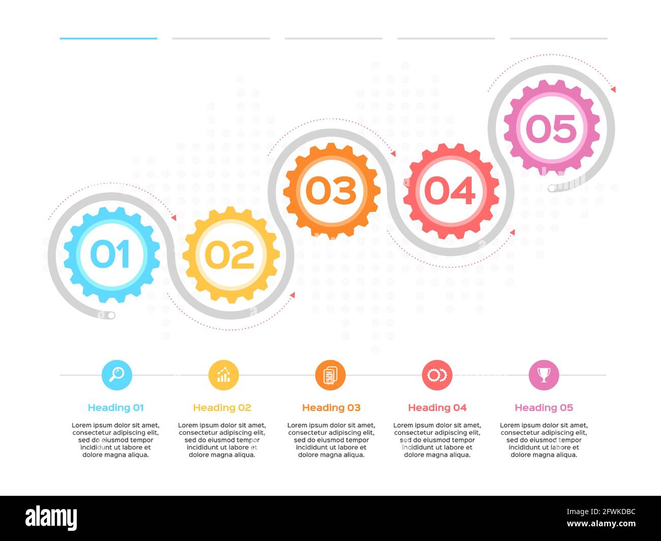 Gear infographic. Production progress, development process business