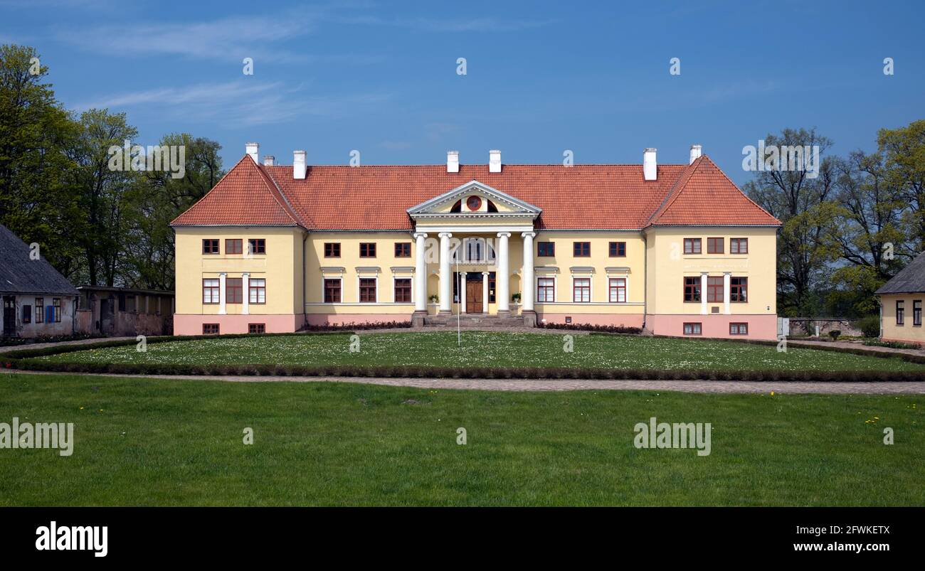 The Durbe Manor is a pearl of the Classicism architecture of Kurzeme in Durbe Tukums Latvia Stock Photo