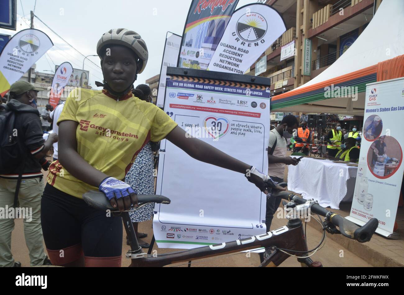 Kampala, Uganda. 23rd May, 2021. A cycler is seen on an event to mark