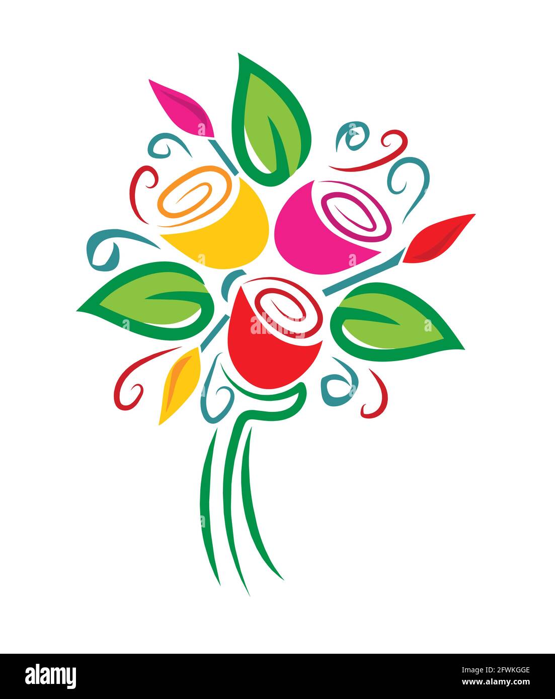 Flowers vector illustration isolated on white background Stock Vector ...