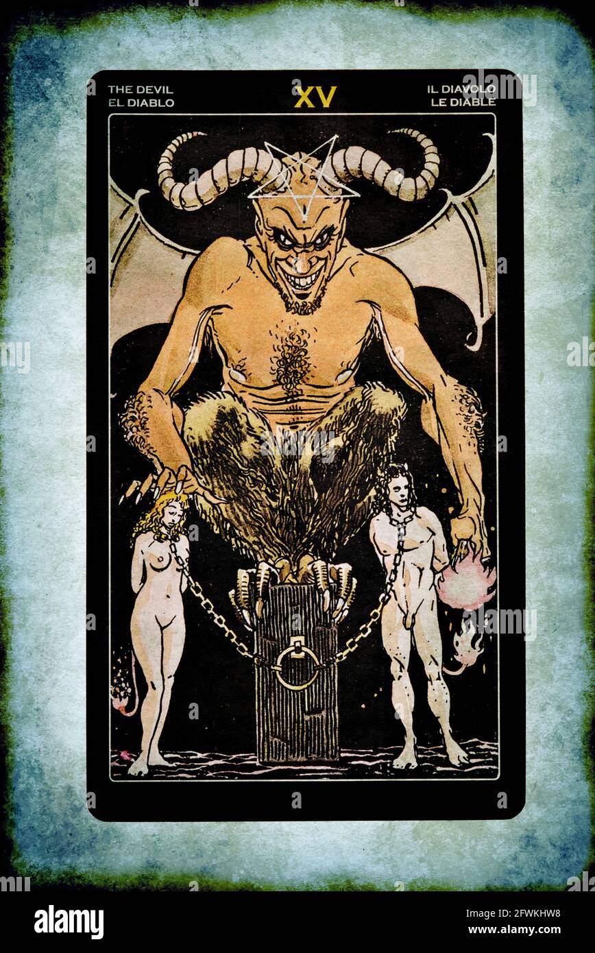 tarot  Major Arcana card of The Devil Stock Photo