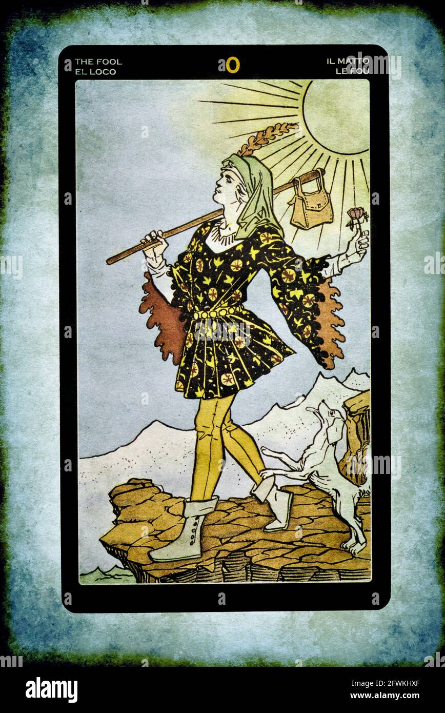 tarot  Major Arcana card of The Fool Stock Photo