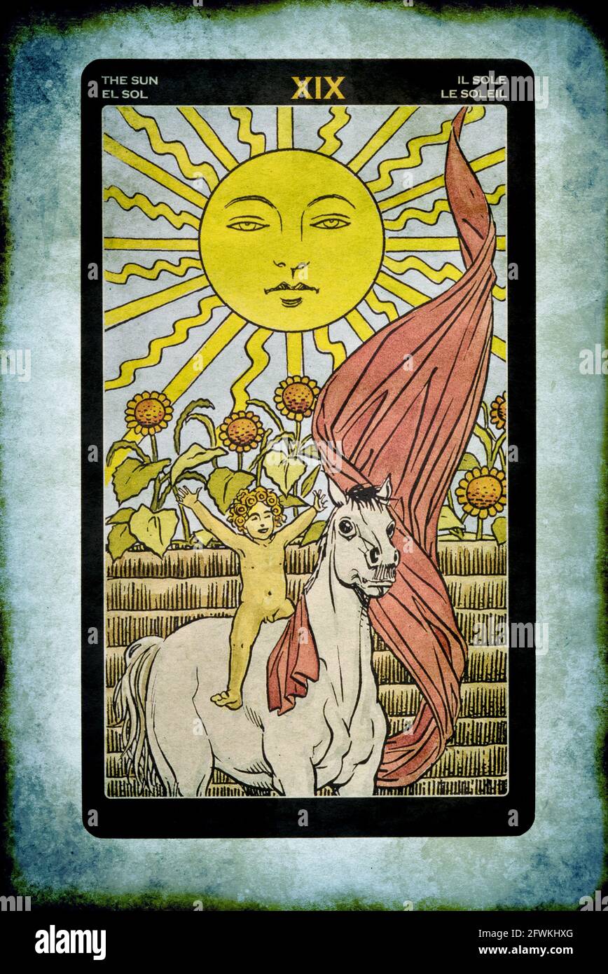 tarot  Major Arcana card of The Sun Stock Photo
