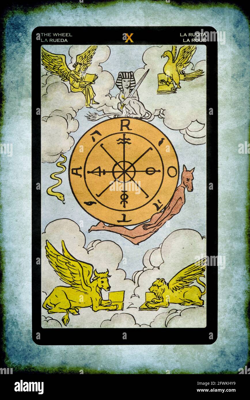 tarot  Major Arcana card of The Wheel Stock Photo