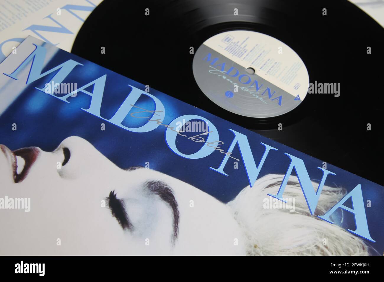 Viersen, Germany - May 9. 2021: Closeup of isolated vinyl record cover of singer madonna Stock Photo