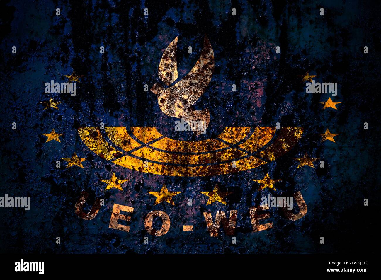 Assembly Western European Union, EU flag on grunge metal background ...