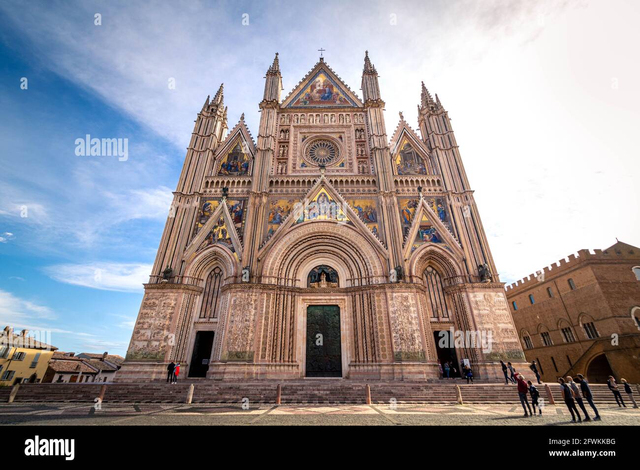 Duomo di Orvieto (Orvieto Cathedral) is a gothic church built between 13th and 16th Century. It is one of the best examples of Italian Gothic Art. Stock Photo