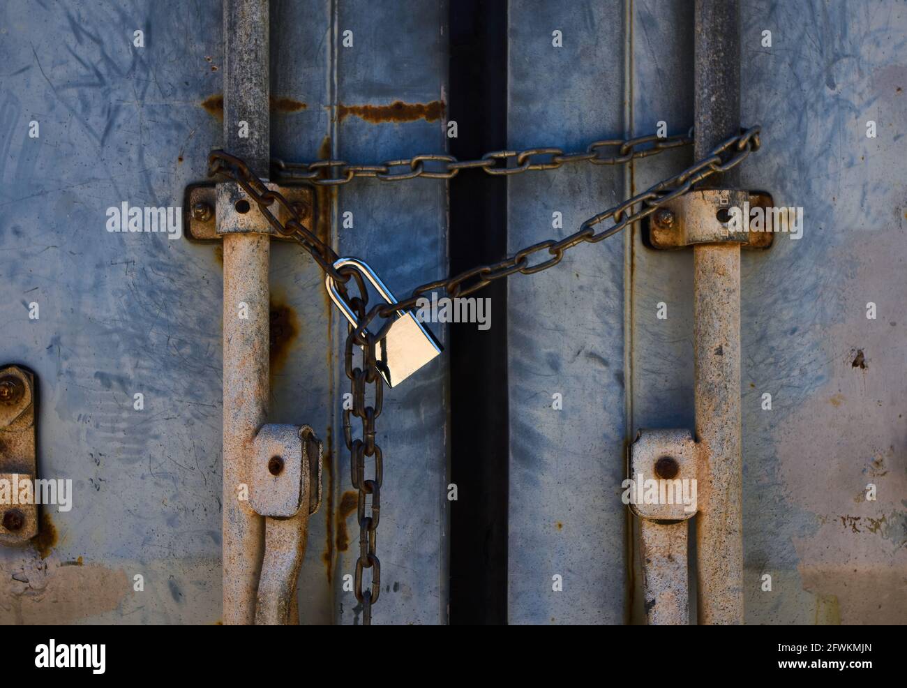 old rusty lock on the door Stock Photo