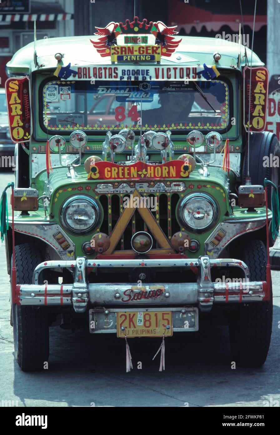 Philippines. Manila. Jeepney. Painted jeep. Stock Photo