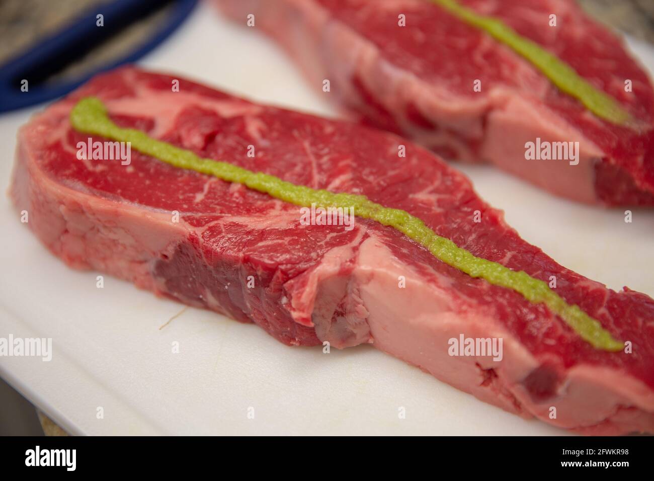 Raw Japanese Wasabi New York Strip Steak Stock Photo Alamy