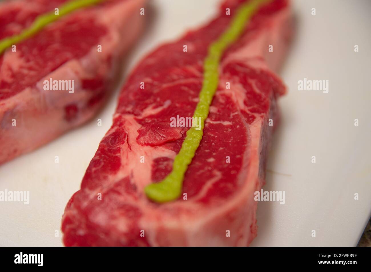 Raw Japanese Wasabi New York Strip Steak Stock Photo Alamy