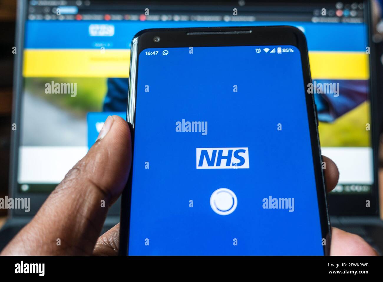 NHS National Health Services for United Kingdom mobile app service Stock Photo
