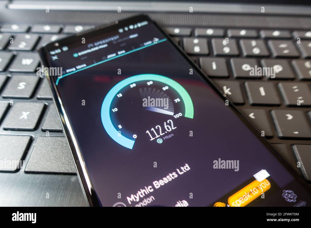 data speed test on mobile phone Stock Photo Alamy