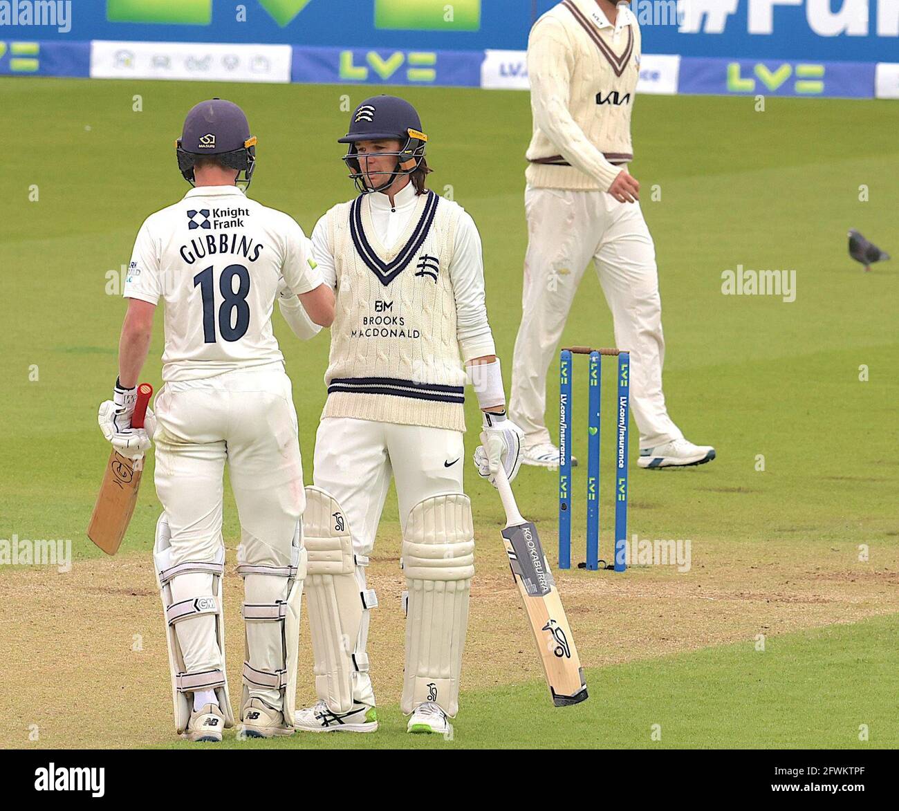 London, UK. 23 May, 2021. London, UK. Middlesex’s Peter Handscomb gets his fifty as Surrey take on Middlesex in  the County Championship at the Kia Oval, day four. David Rowe/Alamy Live News Stock Photo