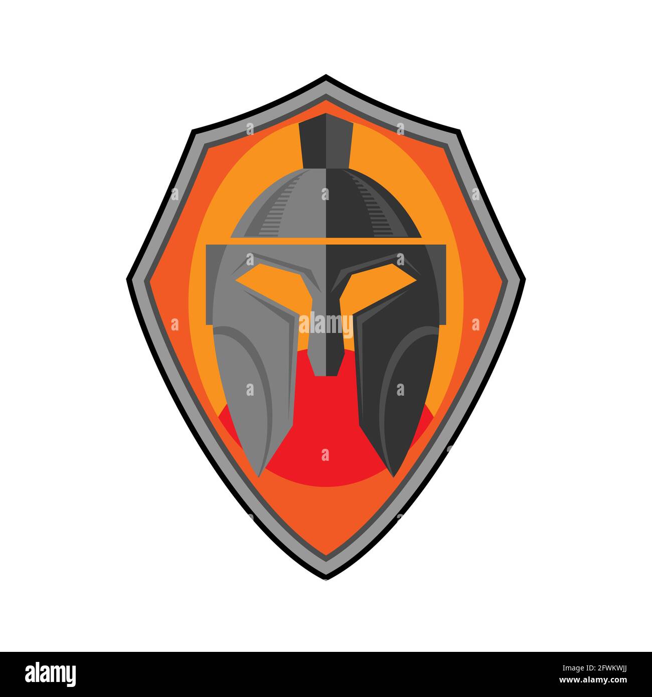 helmet and shield icon Shield and Warrior Helmet Icon Isolated on White Background Stock Photo