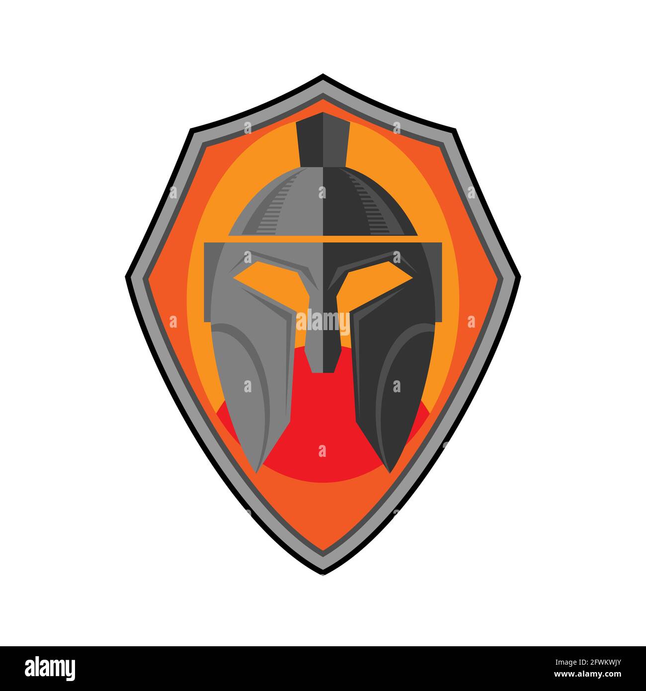 Shield and Warrior Helmet Icon Isolated on White Background Stock Vector