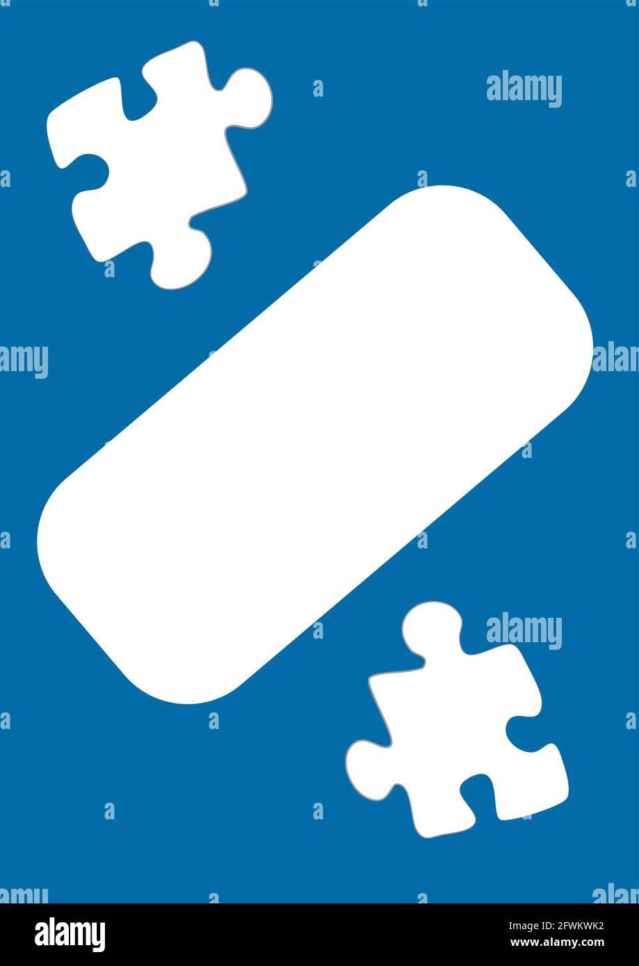 Vertical illustration format A4 - the design of the screen of the phone or tablet for inscriptions and photos, frame with puzzles. Postcard, book cove Stock Vector