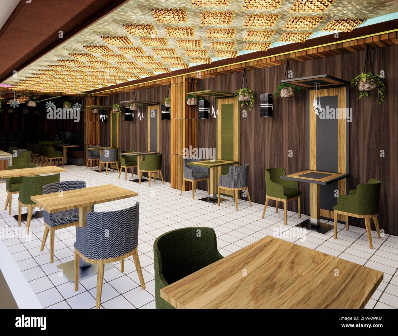 3d render. Restaurant and cafe interior Stock Photo - Alamy