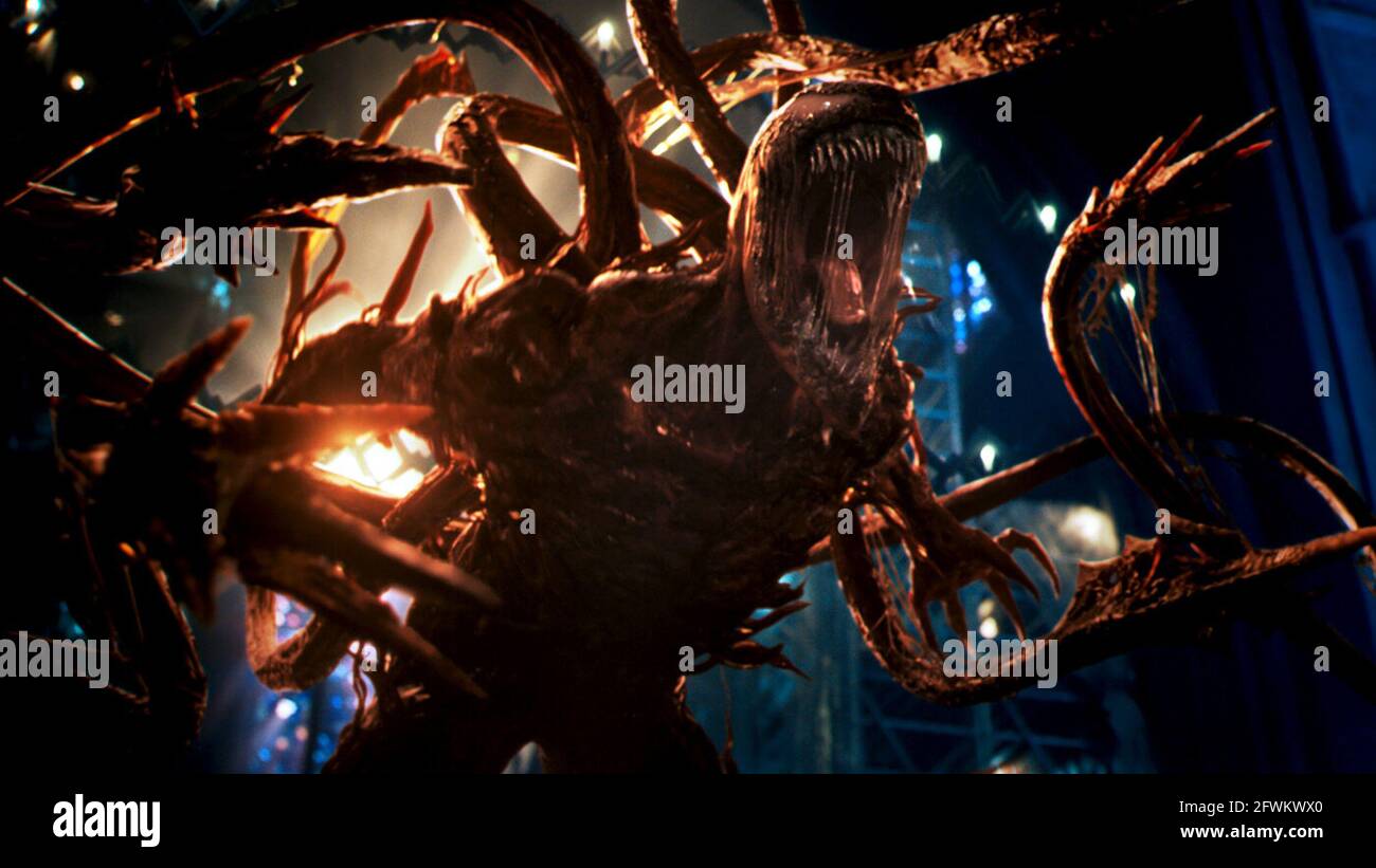 Venom Let There Be Carnage is an upcoming American superhero film featuring the Marvel Comics character Venom,    This photograph is for editorial use only and is the copyright of the film company and/or the photographer assigned by the film or production company and can only be reproduced by publications in conjunction with the promotion of the above Film. A Mandatory Credit to the film company is required. The Photographer should also be credited when known. Stock Photo