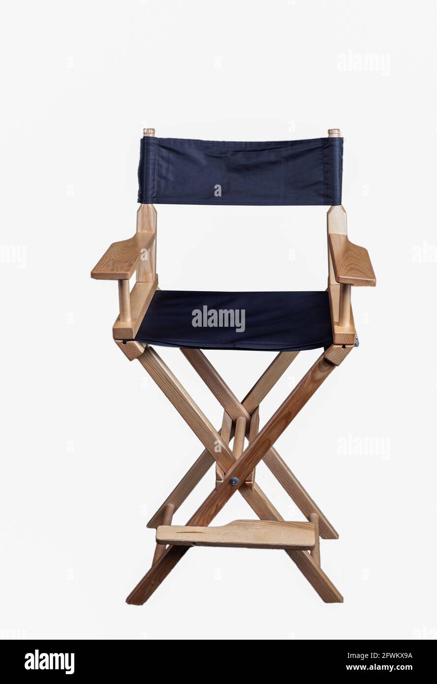Wooden folding chair isolated on white background. Director's chair