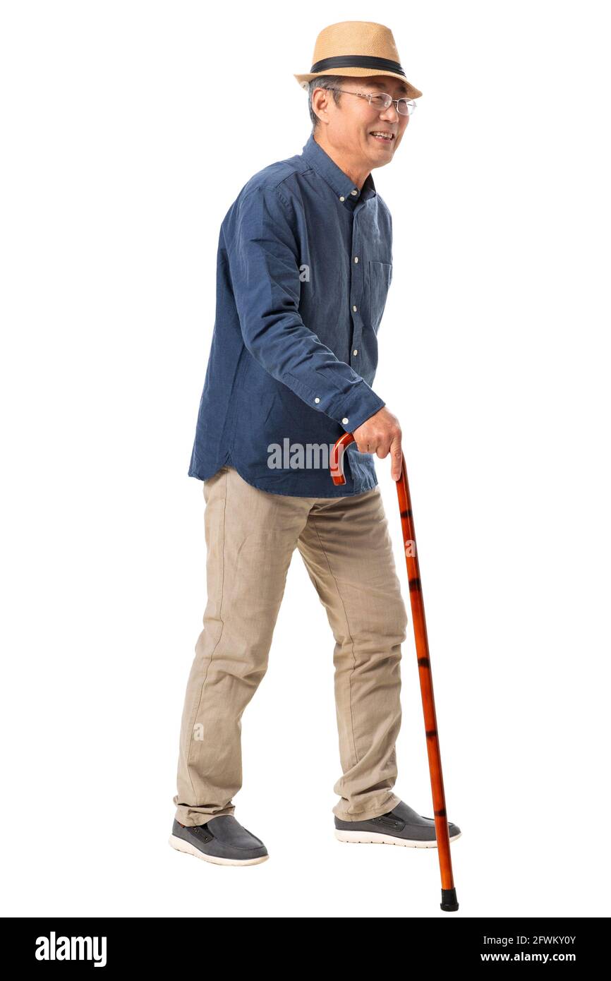 The elderly on crutches Stock Photo Alamy