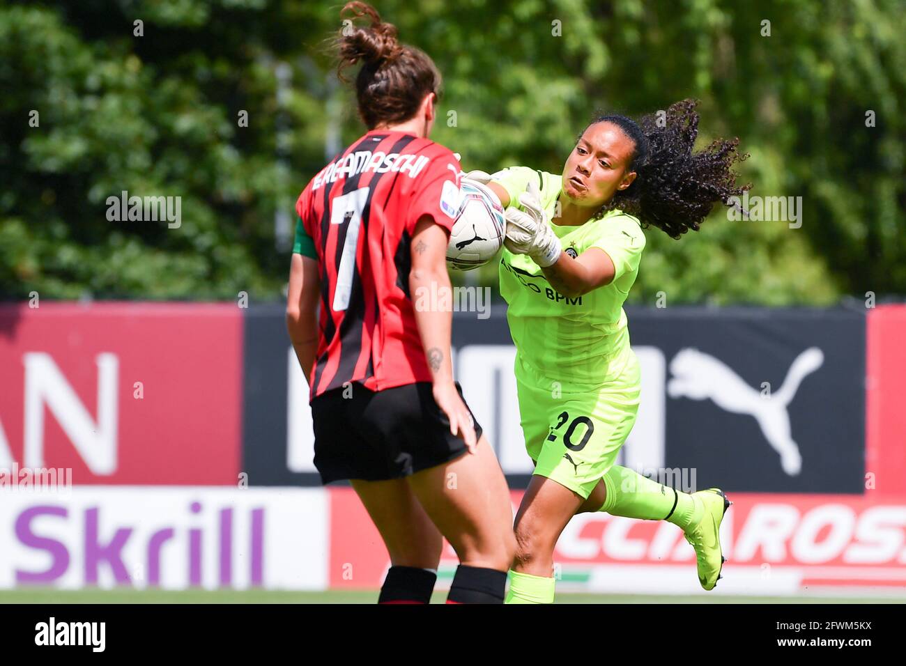 Milan, Italy. 23rd May, 2021. Goalkeeper Selena Delia Babb (#20 AC Milan) during the women Serie A match between AC Milan and Hellas Verona at Vismara Sports Center in Milan, Italy Credit: SPP Sport Press Photo. /Alamy Live News Stock Photo