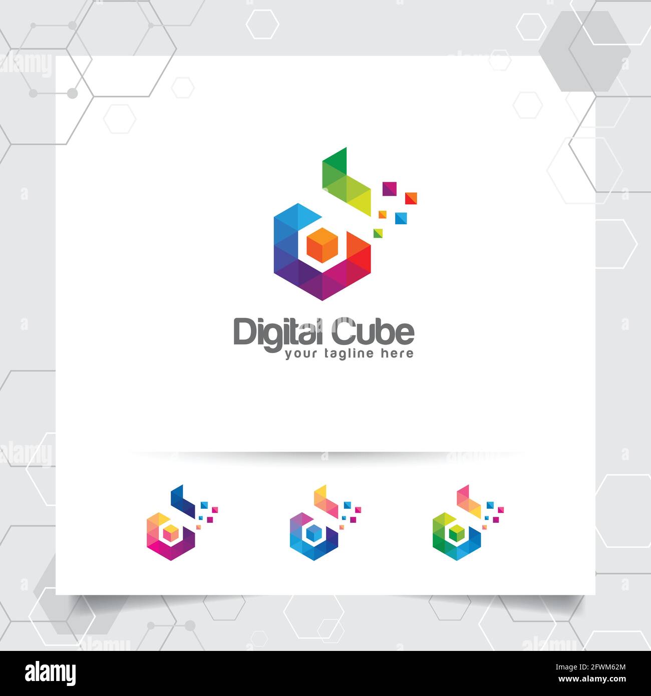 Digital logo letter D design vector with modern colorful pixel for ...