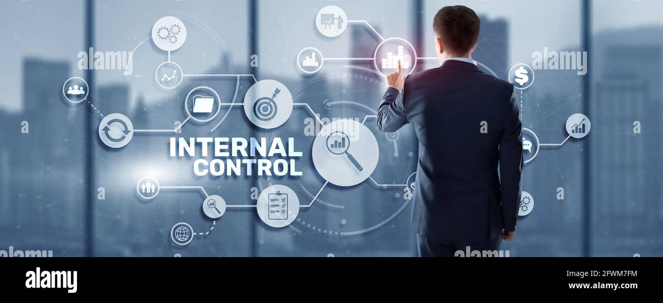 Internal control on virtual screen. Accounting and audit. Stock Photo