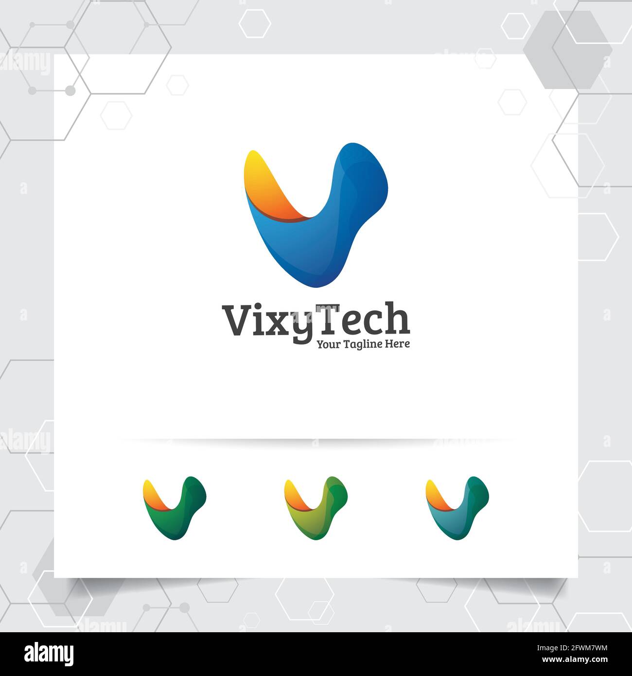 Digital logo 3D letter V design vector with modern colorful style for ...