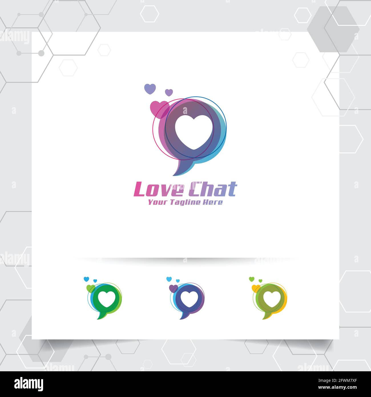 Love chat logo design concept of love vector and colorful style. Chat logo vector for app, community, communication, and software. Stock Vector