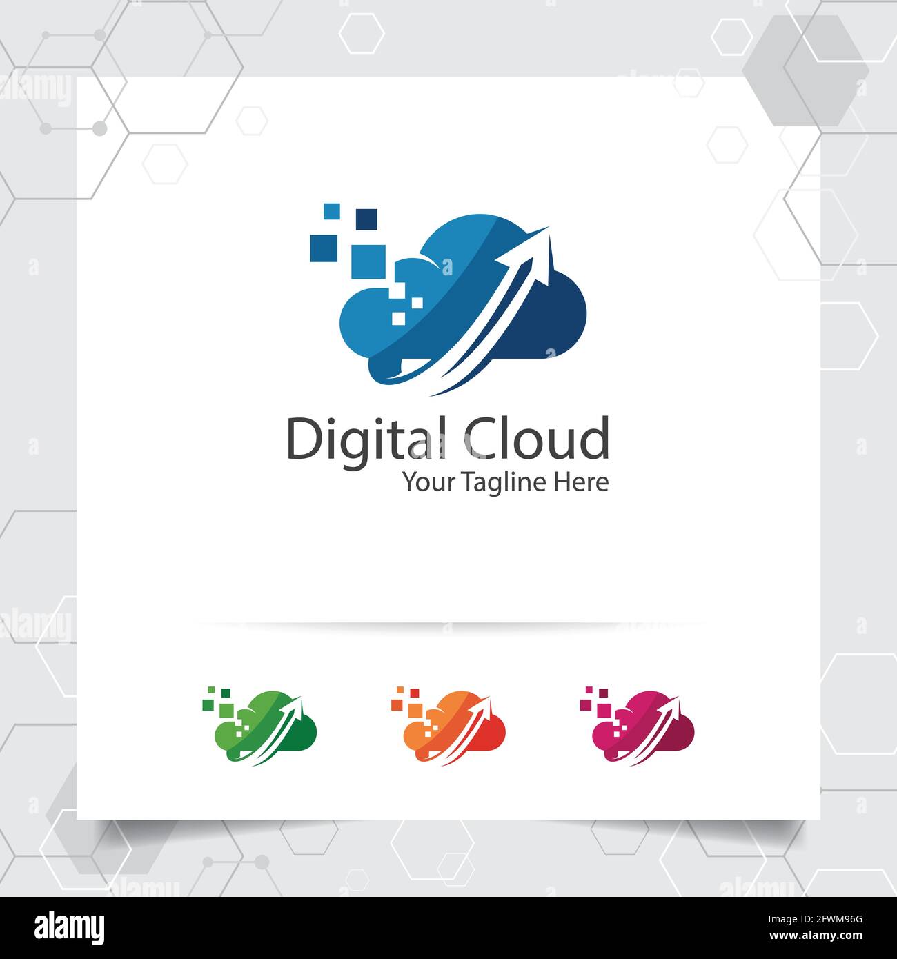 Cloud hosting logo vector design with concept of data upload symbol ...