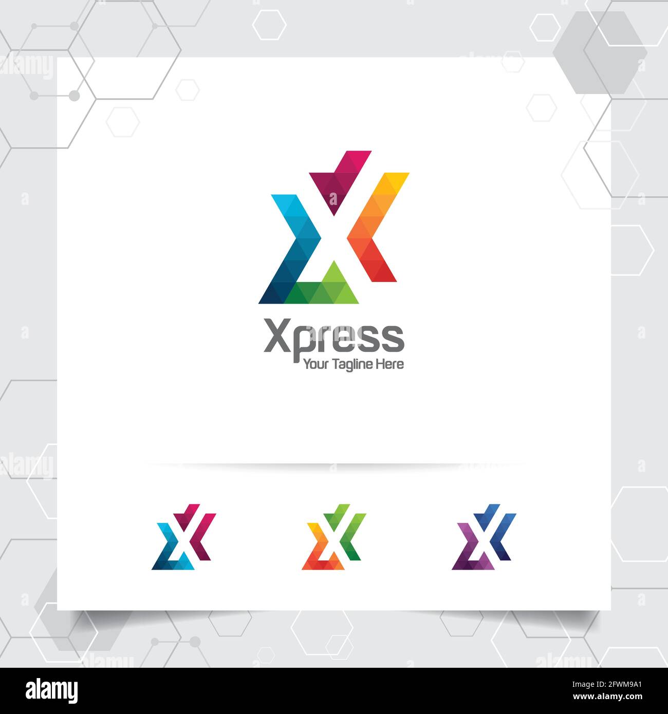 Digital logo letter X design vector with modern colorful pixel icon for ...