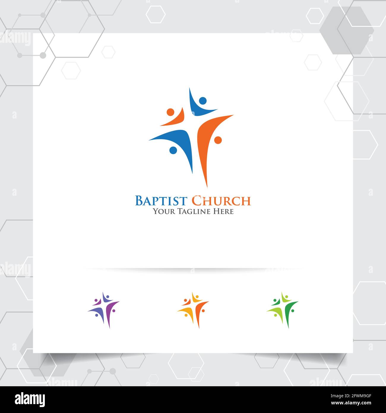 Christian cross logo design with the concept of religious symbol. Cross vector icon for church, baptism, Stock Vector
