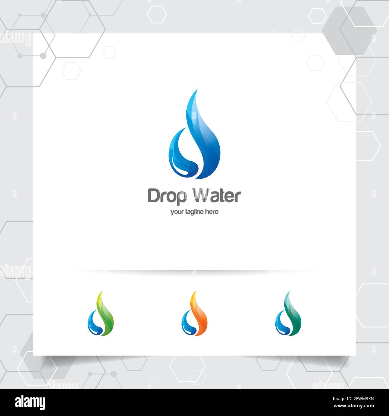Drop water logo design with concept of droplet icon and splash water vector used for mineral water company and plumbing. Stock Vector
