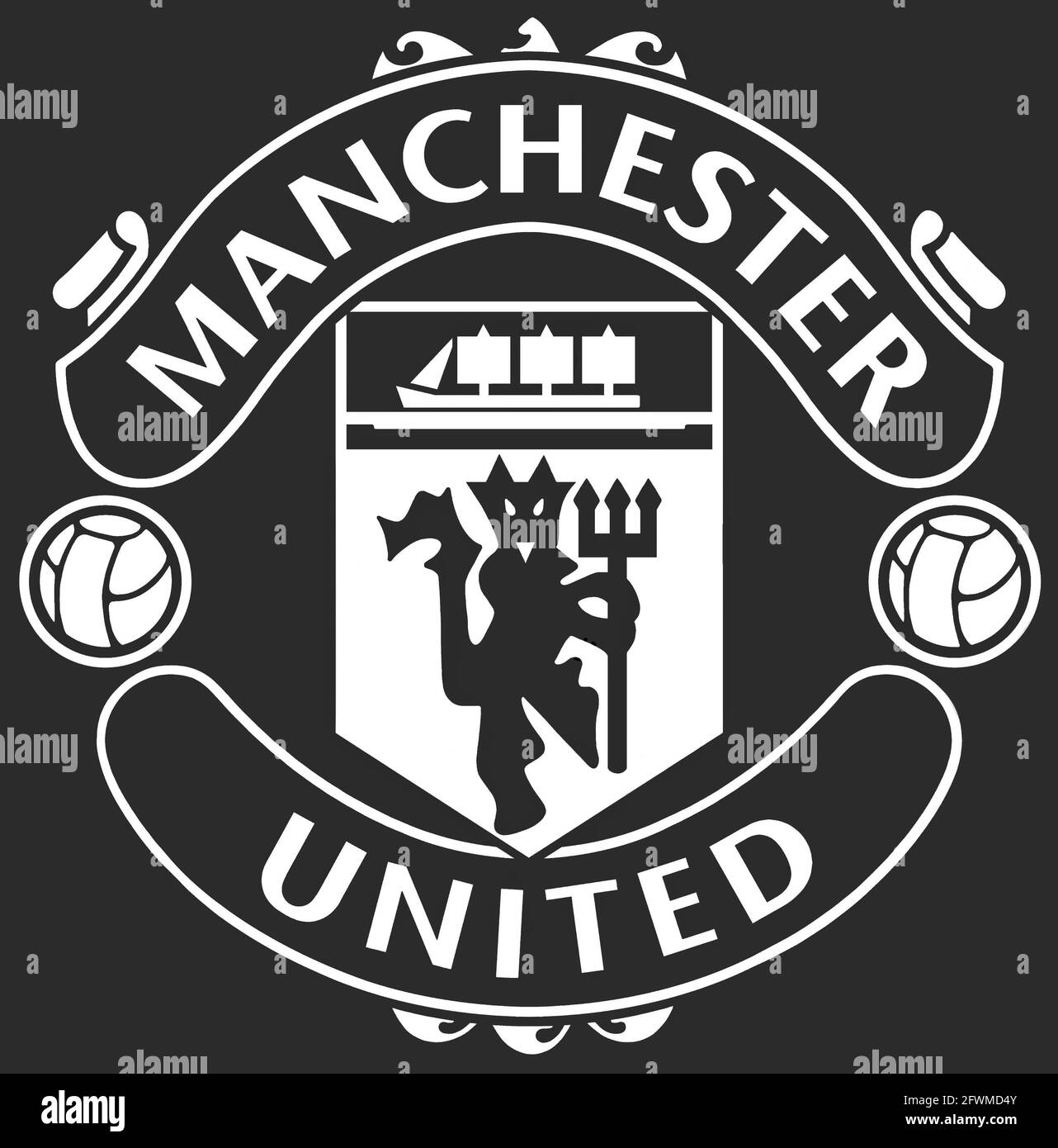 Manchester United Logo Black And White Wallpaper