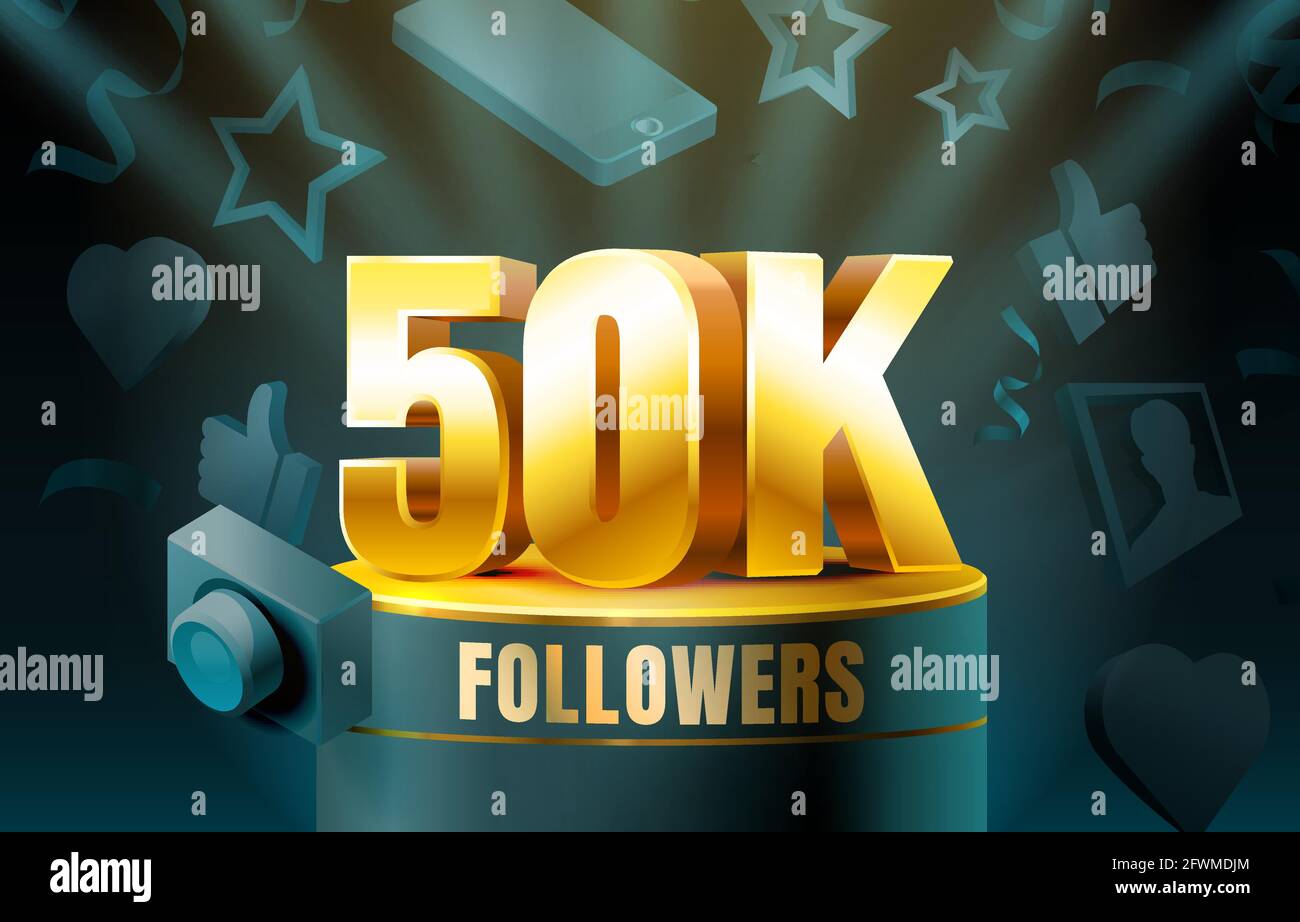 Thank You Followers Peoples 50k Online Social Group Happy Banner Celebrate Vector 7726