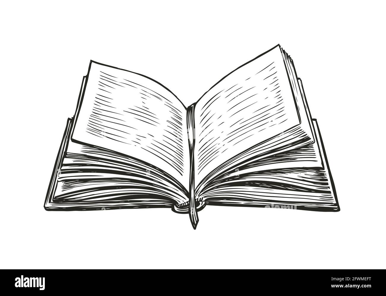 Open book in hand sketch vintage Royalty Free Vector Image