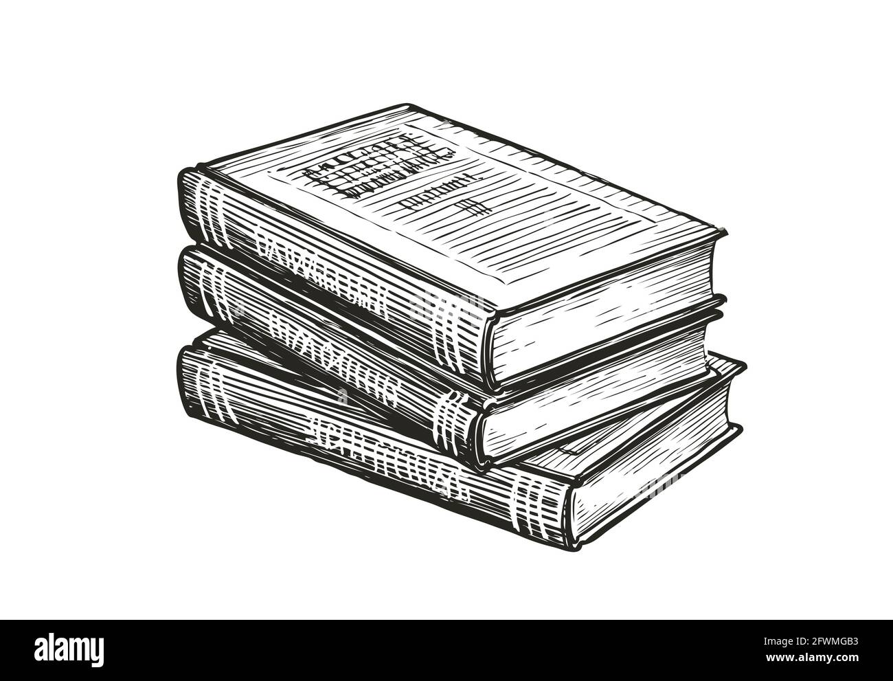 Stack of books. Literature, education concept in vintage style. Hand drawn vector illustration Stock Vector