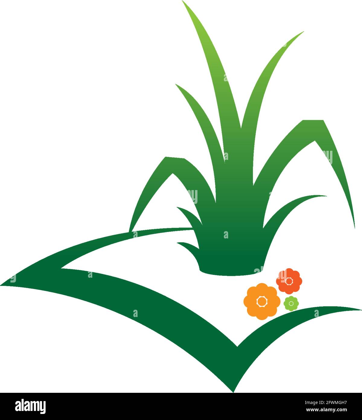 Natural Grass icon logo design vector template illustration Stock Vector