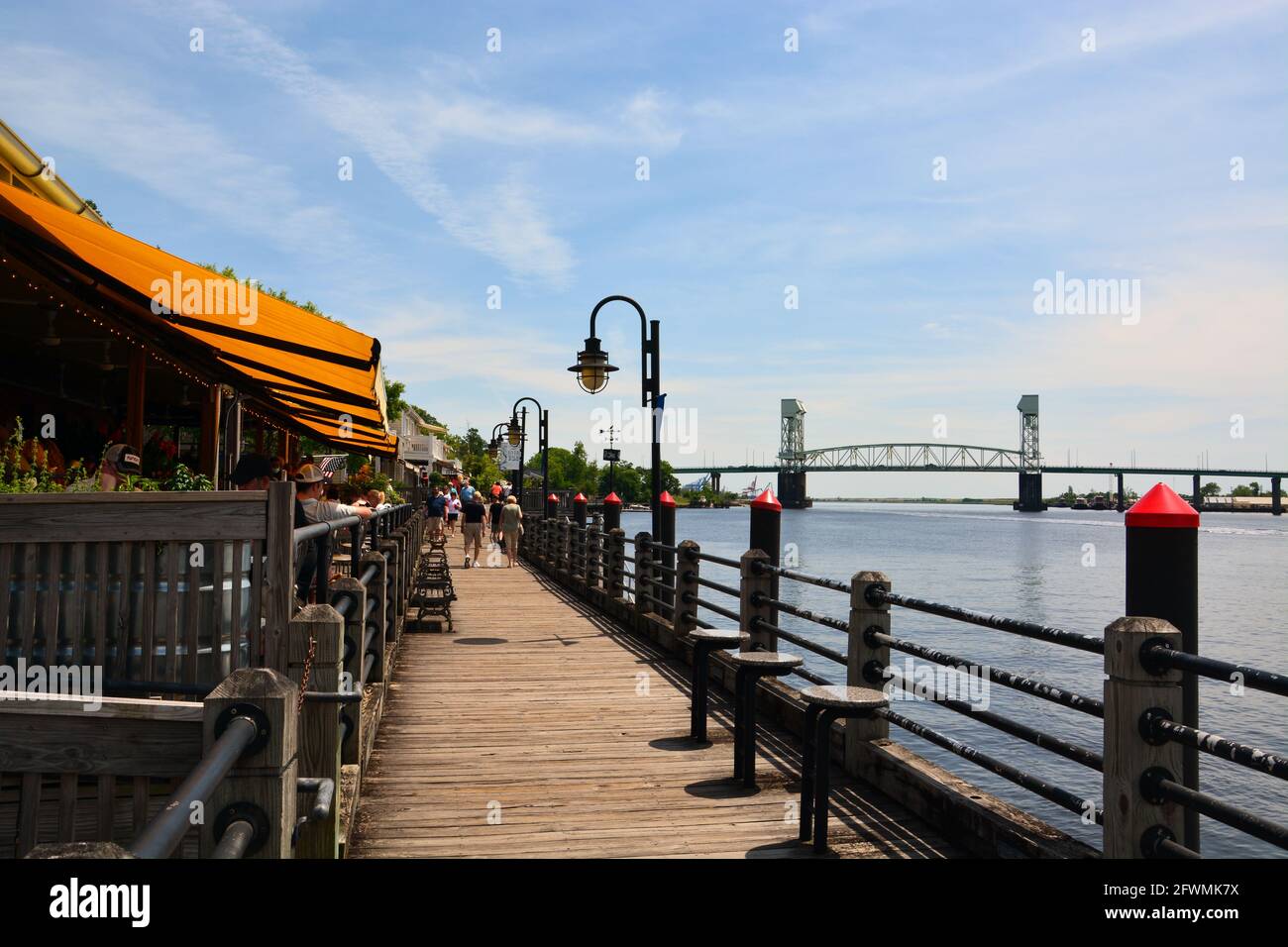 The River Walk on the Cape Fear River in the historic downtown area of ...
