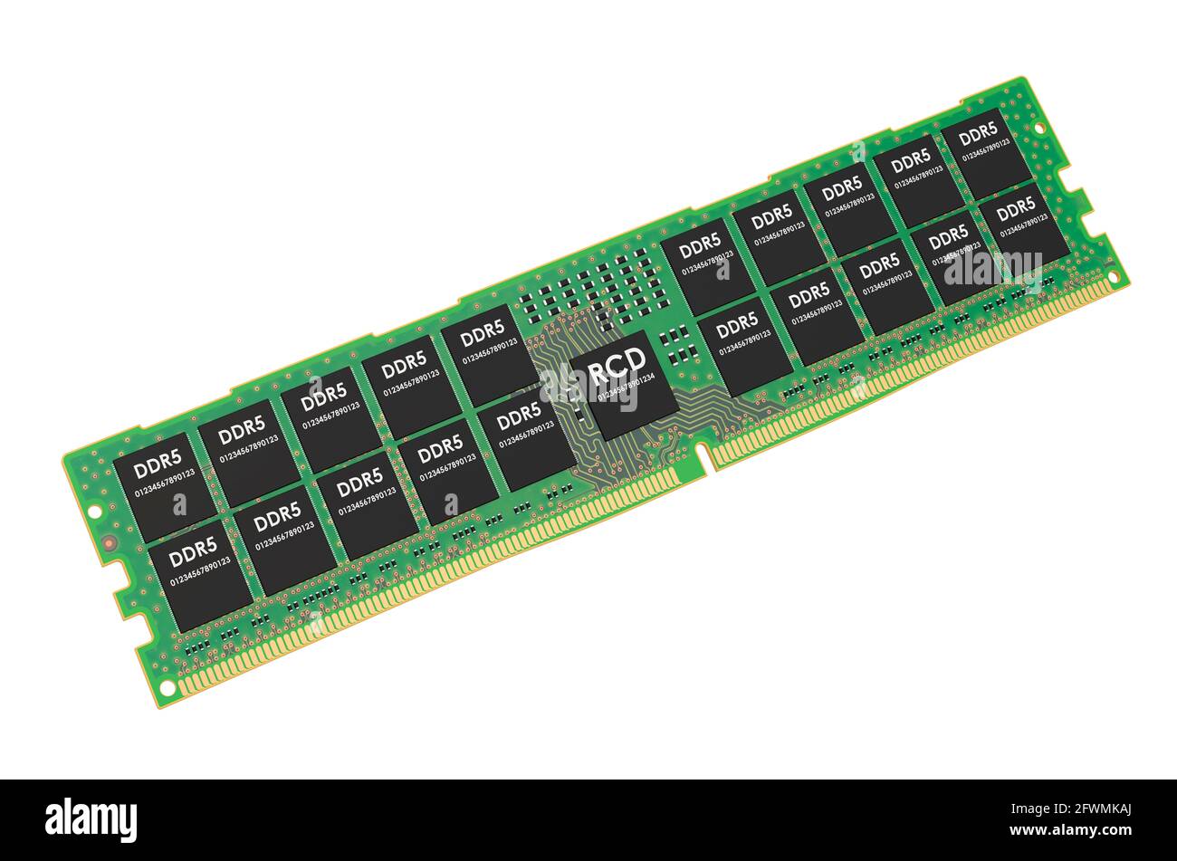DDR5 memory module card, 3D rendering isolated on white background ...