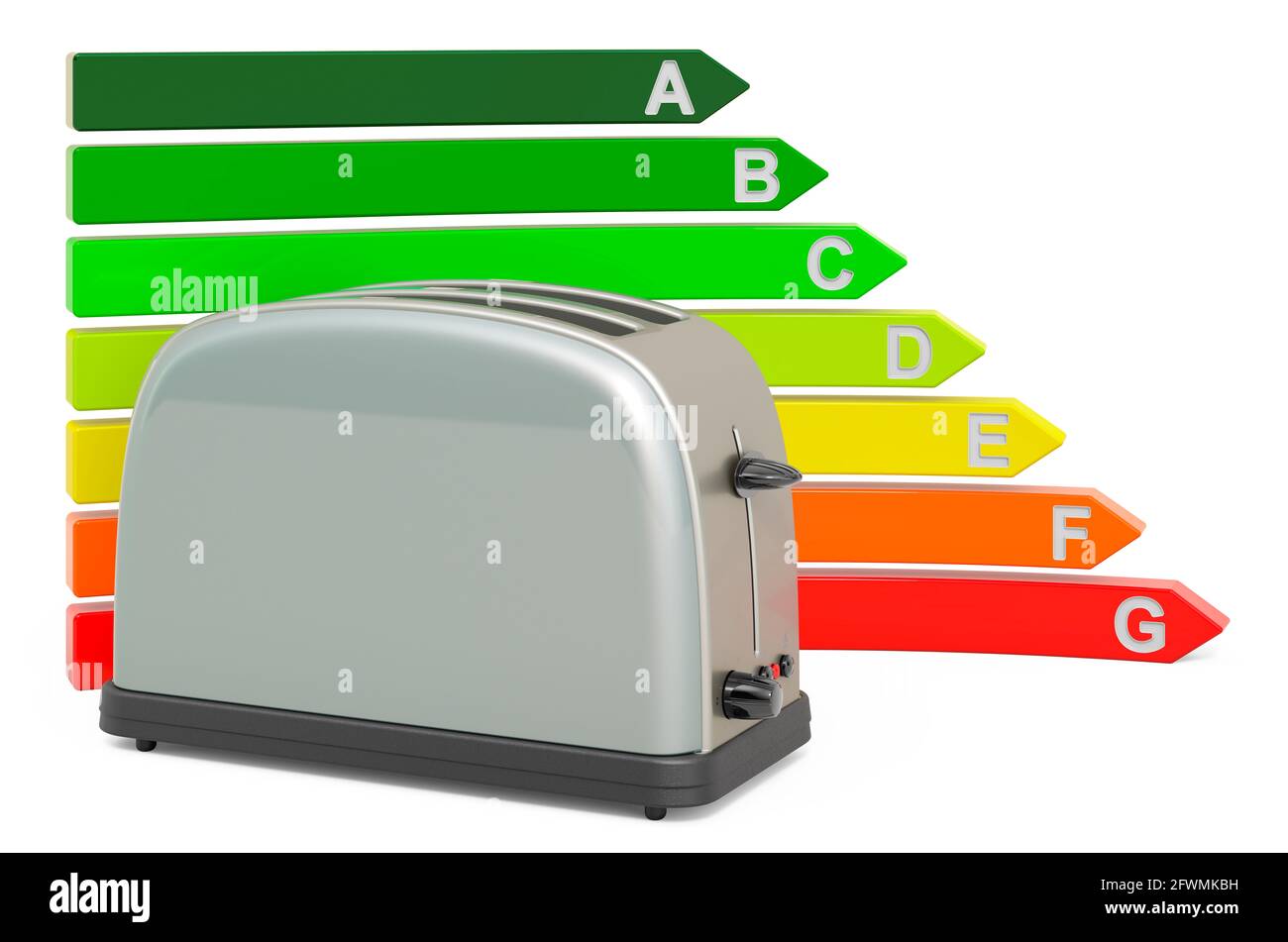 Toaster with energy efficiency chart, 3D rendering isolated on white  background Stock Photo - Alamy