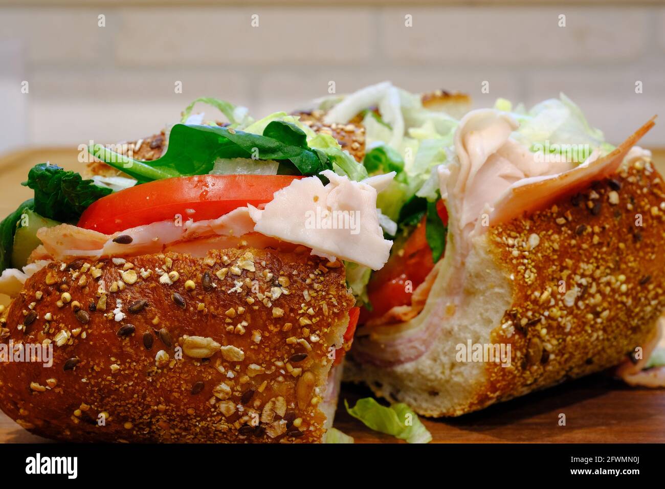 Sub Sandwich on Five Grain Bread Stock Photo Alamy